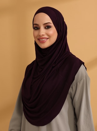 Ribbed Jersey Instant Hijab Plum Color Instant Scarf