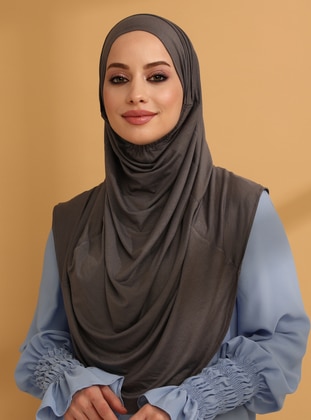 Ribbed Jersey Instant Hijab Anthracite Instant Scarf