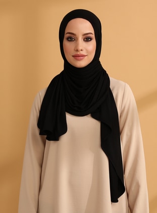 أسود - من لون واحد - حجابات جاهزة - Tuva