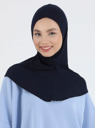 Practical Jersey Hijab Turban Navy Blue Instant Scarf