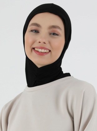 Practical Jersey Hijab Turban Black Instant Scarf