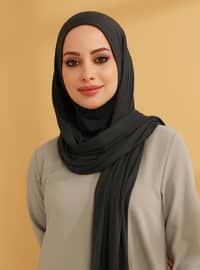 Practical Combed Cotton Shawl Anthracite With Neck Collar Instant Scarf