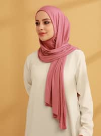 Practical Combed Cotton Shawl With Neck Collar Rose Color Instant Scarf