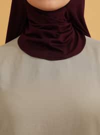 Practical Combed Cotton Shawl With Neck Collar Plum Color Instant Scarf