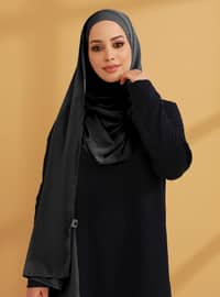 Chiffon Instant Hijab Anthracite With Inner Undercap Instant Scarf