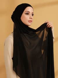 Chiffon Instant Hijab With Inner Undercap Black Instant Scarf
