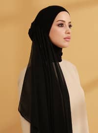 Chiffon Instant Hijab With Inner Undercap Black Instant Scarf