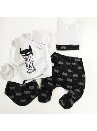 Printed - Crew neck - Unlined - Gray - Baby Care-Pack - MİNİPUFF BABY