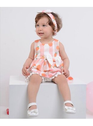 Printed - Crew neck - Unlined - Peach - Cotton - Baby Suit - MİNİPUFF BABY