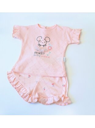 Crew neck - Unlined - Light Pink - Cotton - Baby Suit - MİNİPUFF BABY