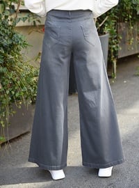 Gray - Denim - Cotton - Pants