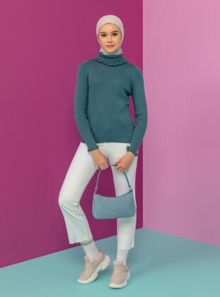 Indigo - Polo neck - Knit Sweaters - İLMEK TRİKO