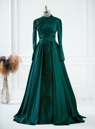 Emerald - Fully Lined - Crew neck - Modest Evening Dress - LARACHE