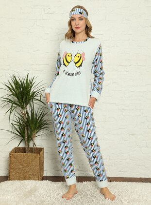 Double Fleece Pajama Set Ecru