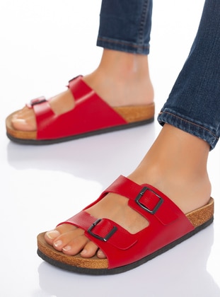 Red - Red - Sandal - Flat Slippers - Flat Slippers - Flat Slippers - Slippers - Shoescloud
