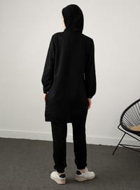 Black - Unlined - Cotton - Crew neck - Suit