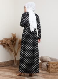 Polka Dot Modest Dress Black And White