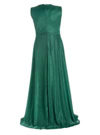 Emerald - Fully Lined - V neck Collar - Modest Plus Size Evening Dress