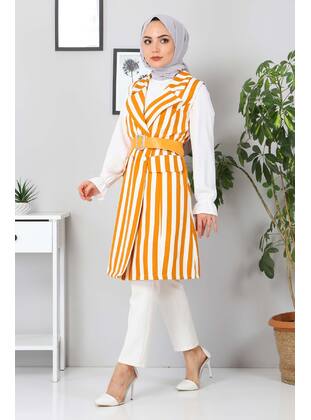 Patterned Hijab Blazer Jacket Mustard