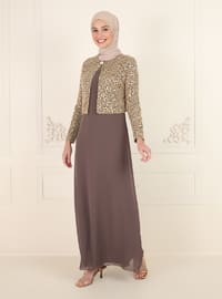 Jacket Sleeveless Hijab Evening Dress Mink