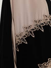 Beige - Black - Evening Abaya