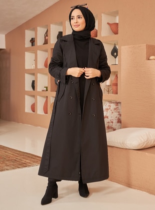 Black - Fully Lined - Shawl Collar -  - Trench Coat - Neways