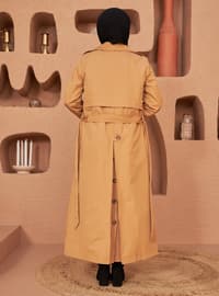Camel - Fully Lined - Shawl Collar - - Trench Coat