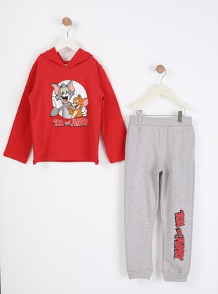 Multi - Crew neck - Unlined - Red - Girls` Suit
