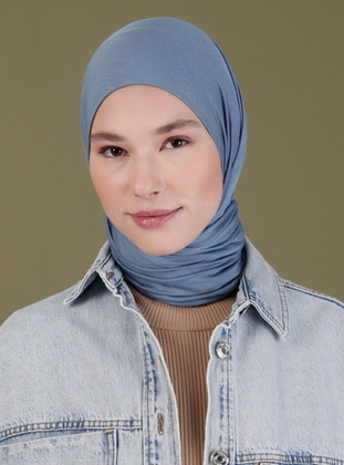 Combed Cotton Scarf Jeans Blue