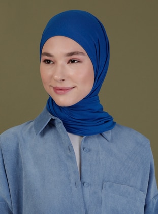 Combed Cotton Scarf Sax Blue
