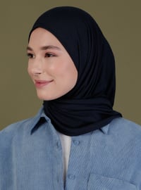 Combed Cotton Scarf Navy Blue