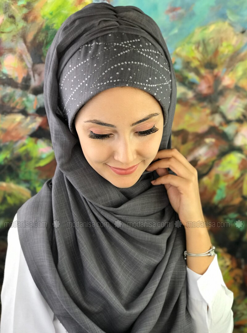 Gray - Printed - Litho - Instant Scarf