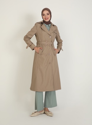Button Detailed Trenchcoat Mink
