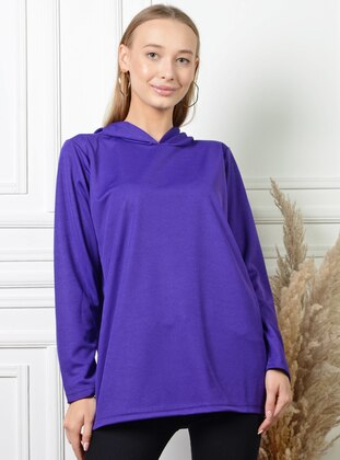 Purple - Cotton - Sweat-shirt - Pinkmark