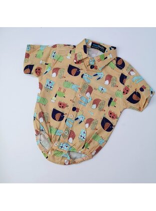 Mustard - Button Collar - Unlined - Cotton - baby shirts - MİNİPUFF BABY