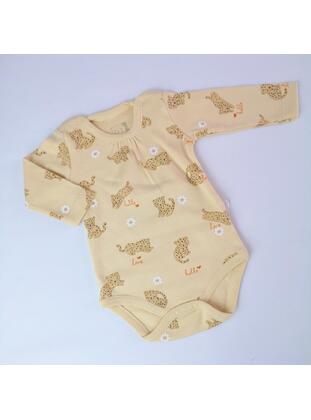 Mustard - Printed - baby bodysuits - MİNİPUFF BABY