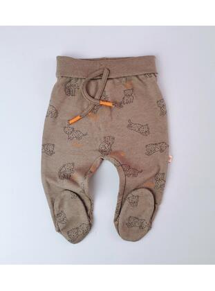 Printed - Brown - Baby Sweatpants - MİNİPUFF BABY