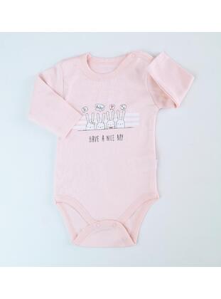 Pink - Printed - baby bodysuits - MİNİPUFF BABY