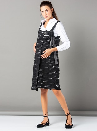 White - Black - Unlined - Maternity Dress - Gör & Sin