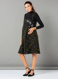 Mustard - Black - Unlined - Maternity Dress