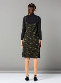 Mustard - Black - Unlined - Maternity Dress