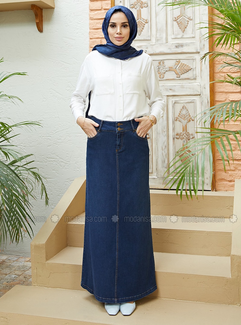 Navy Blue - Denim Skirt