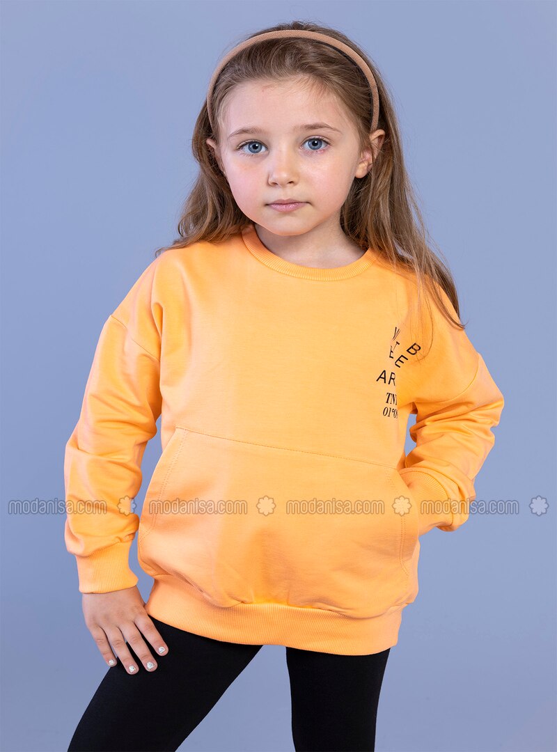 Orange - Girls` Sweatshirt