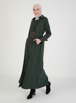 Button Down Trenchcoat Green