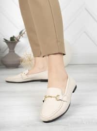Gold - Cream - Flat - Flat Shoes