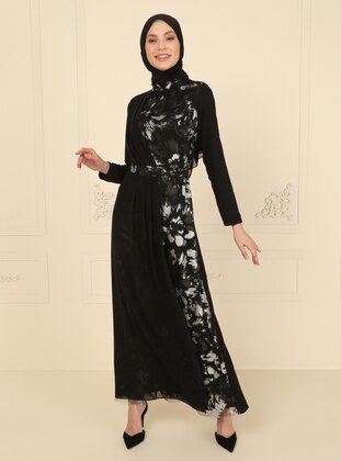 Black - Fully Lined - Crew neck - Modest Evening Dress - MODAYSA