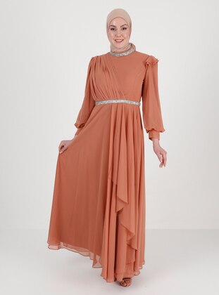 Onion Skin - Fully Lined - Crew neck - Modest Plus Size Evening Dress