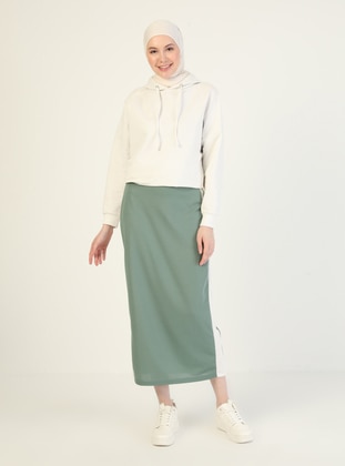 Green - Unlined - Crepe - Cotton - Skirt - Pinkmark