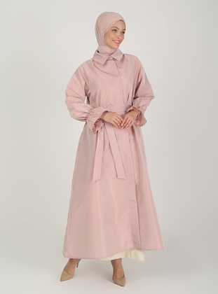 Pink - Unlined - Point Collar - Trench Coat - Nuum Design