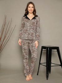 Multi - Shawl Collar - Multi - Pyjama Set